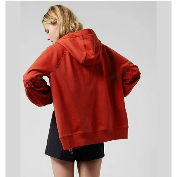 Athleta On My Way Triumph Hoodie Women Large Zipper Organic Cotton Orange - Picture 5 of 12